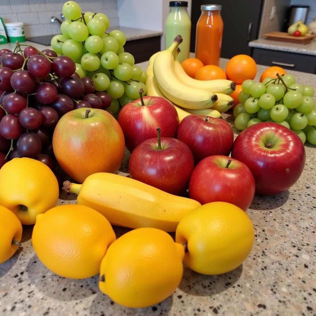 Fresh fruits ready to be juiced at home.