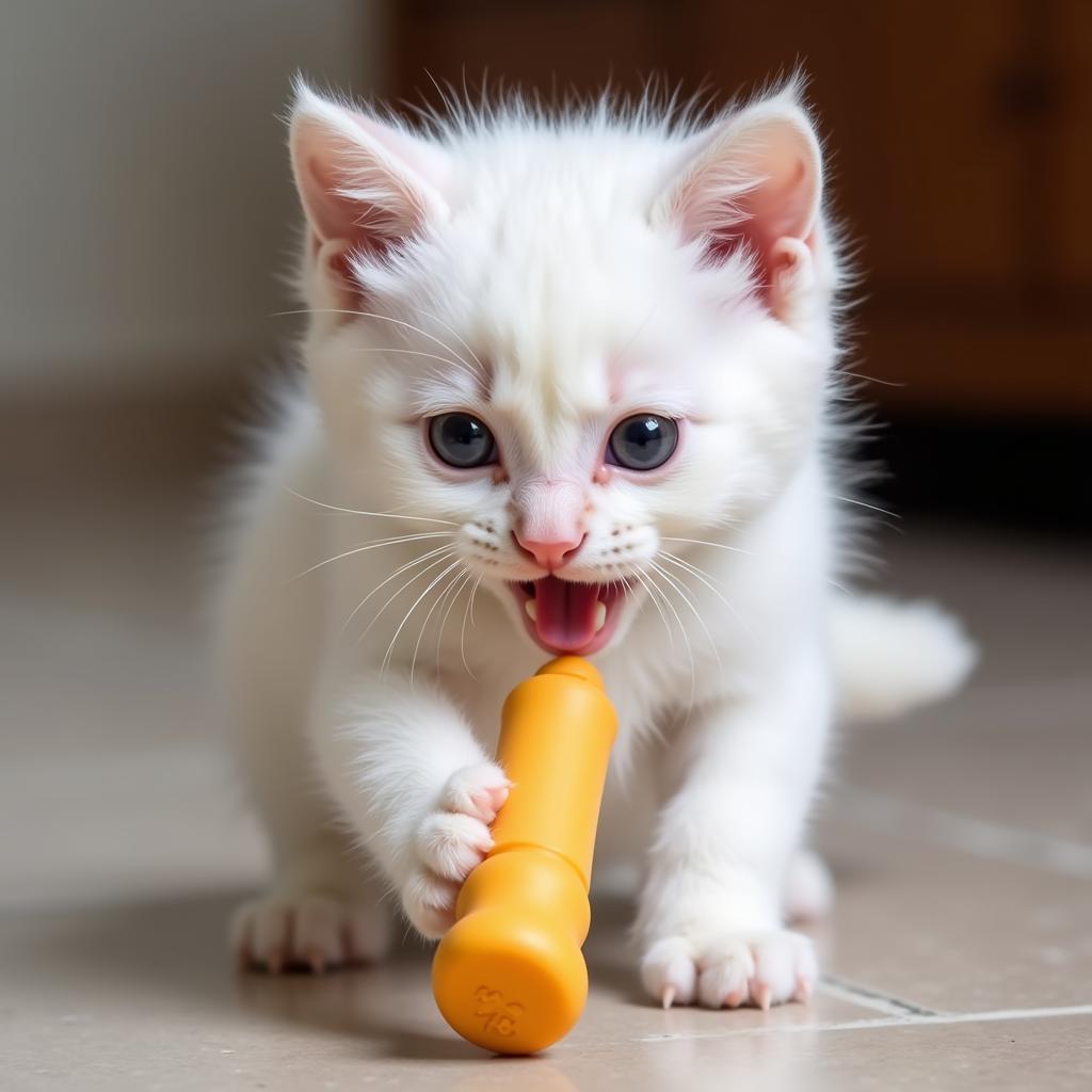 Playful Khao Manee Kitten