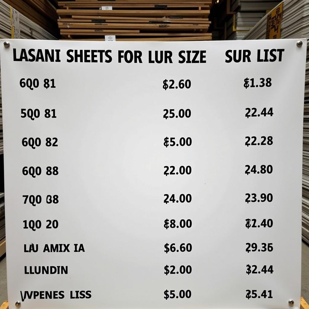 Lasani sheet price list in different sizes and thicknesses in Pakistan