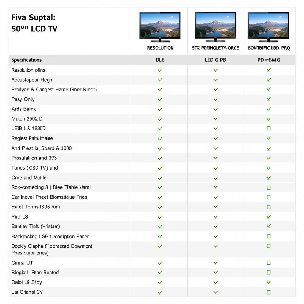 Comparing specifications of different 50 inch LCD TVs