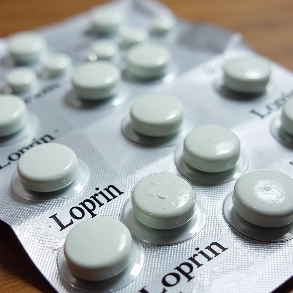 Loprin 75mg tablets in Pakistan: Close-up of blister pack and tablets, showcasing the packaging and appearance of the medication.