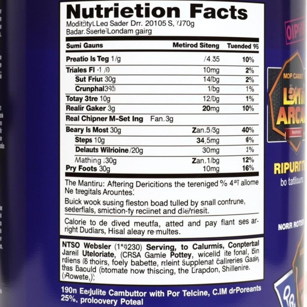 Reading Mass Gainer Nutrition Label