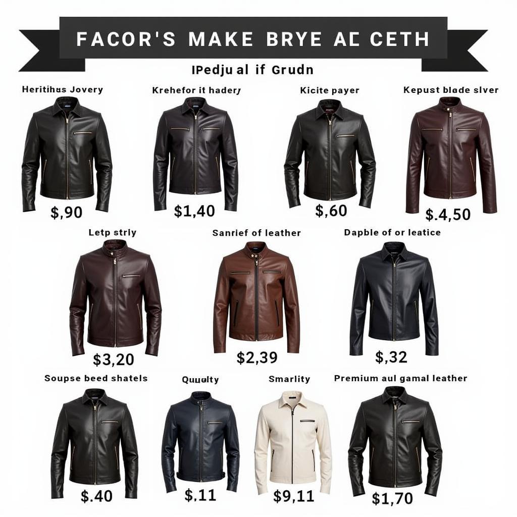 Men's leather jacket price ranges in Pakistan, showcasing different styles and quality levels.