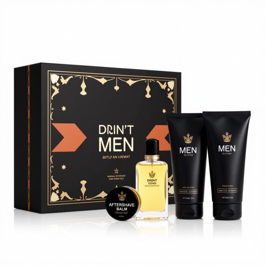 A gift set of men's perfume and grooming products