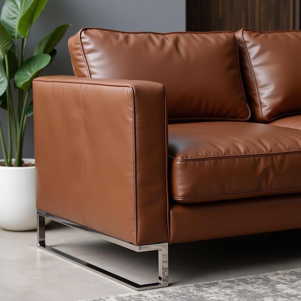 Modern Leather Sofa Set in a Pakistani Living Room