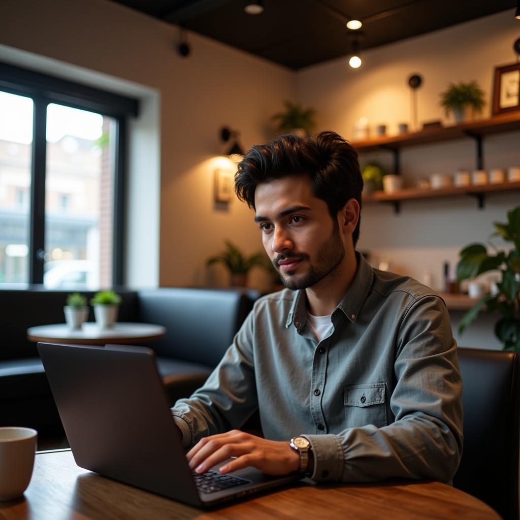 Freelancer working on a laptop in Pakistan