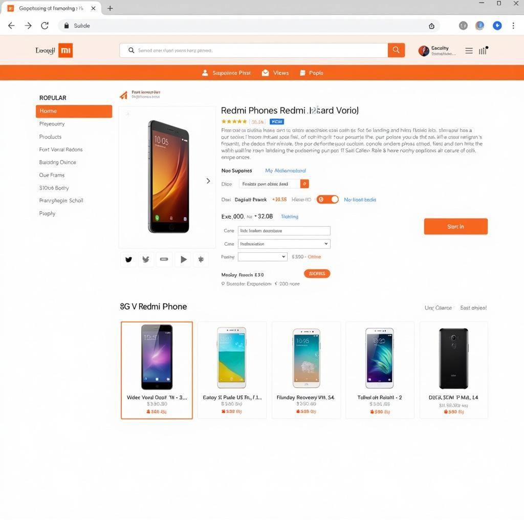 Screenshot of an online platform selling Redmi phones in Pakistan