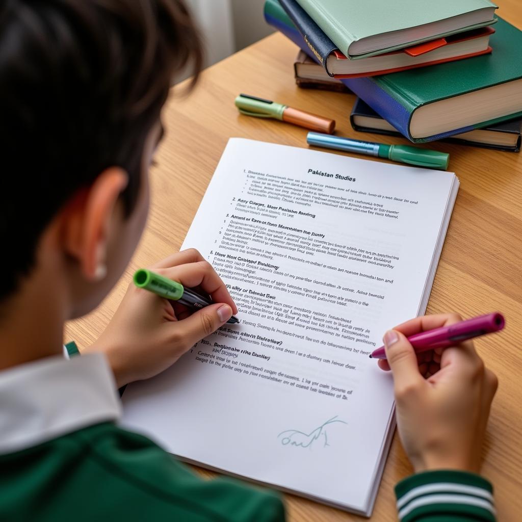 Student Studying Pakistan Studies Notes