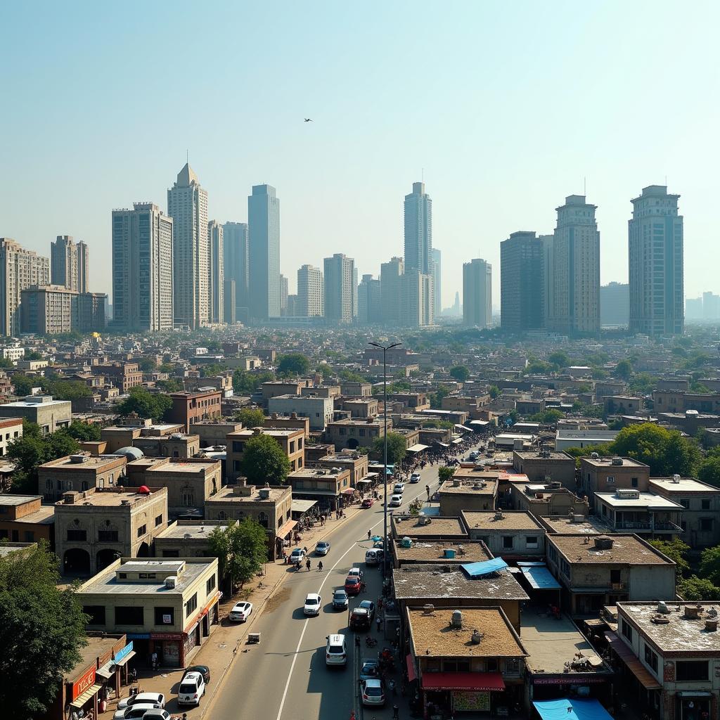 Diverse cityscape of Pakistan showcasing both modern buildings and traditional markets, representing the challenges and opportunities in the business landscape.