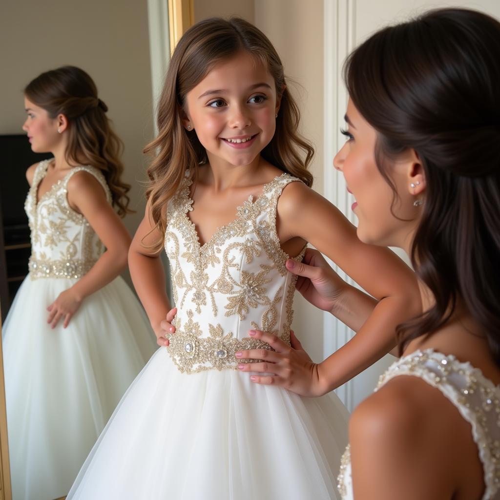 Pakistani Girl Trying on a Wedding Dress