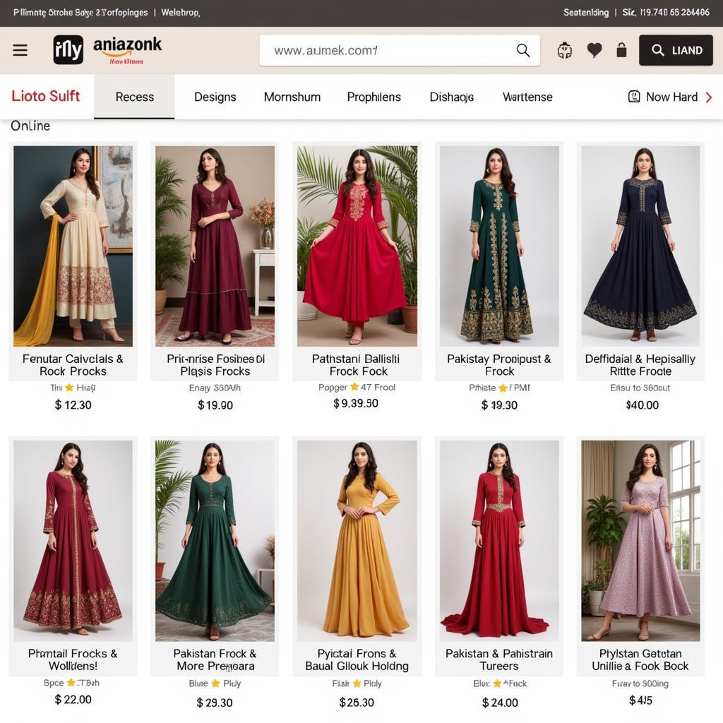 Pakistani Ladies Frocks Online Shopping: A diverse range of frocks available for online purchase.