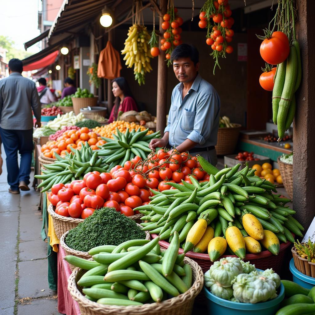 Vibrant Pakistani Summer Vegetable Market