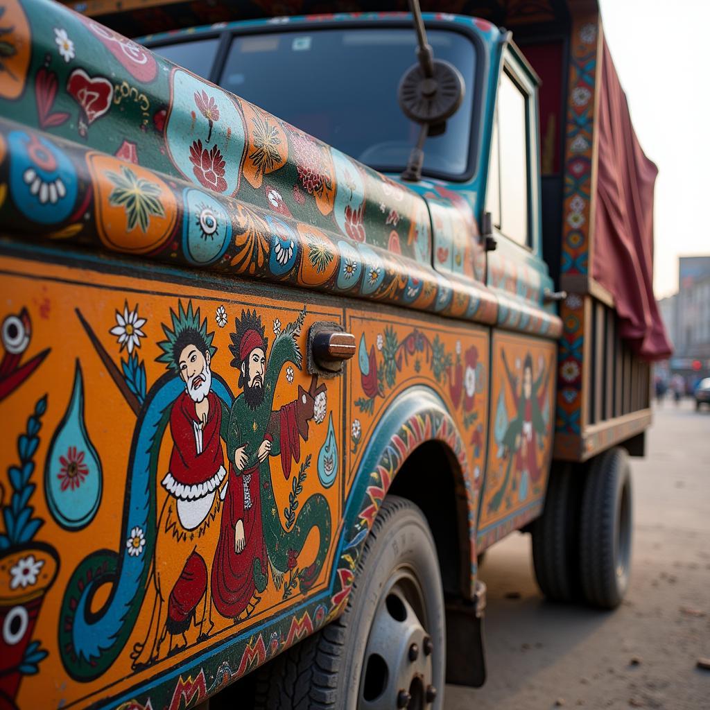 Pakistani Truck Art Displaying Vibrant Colors