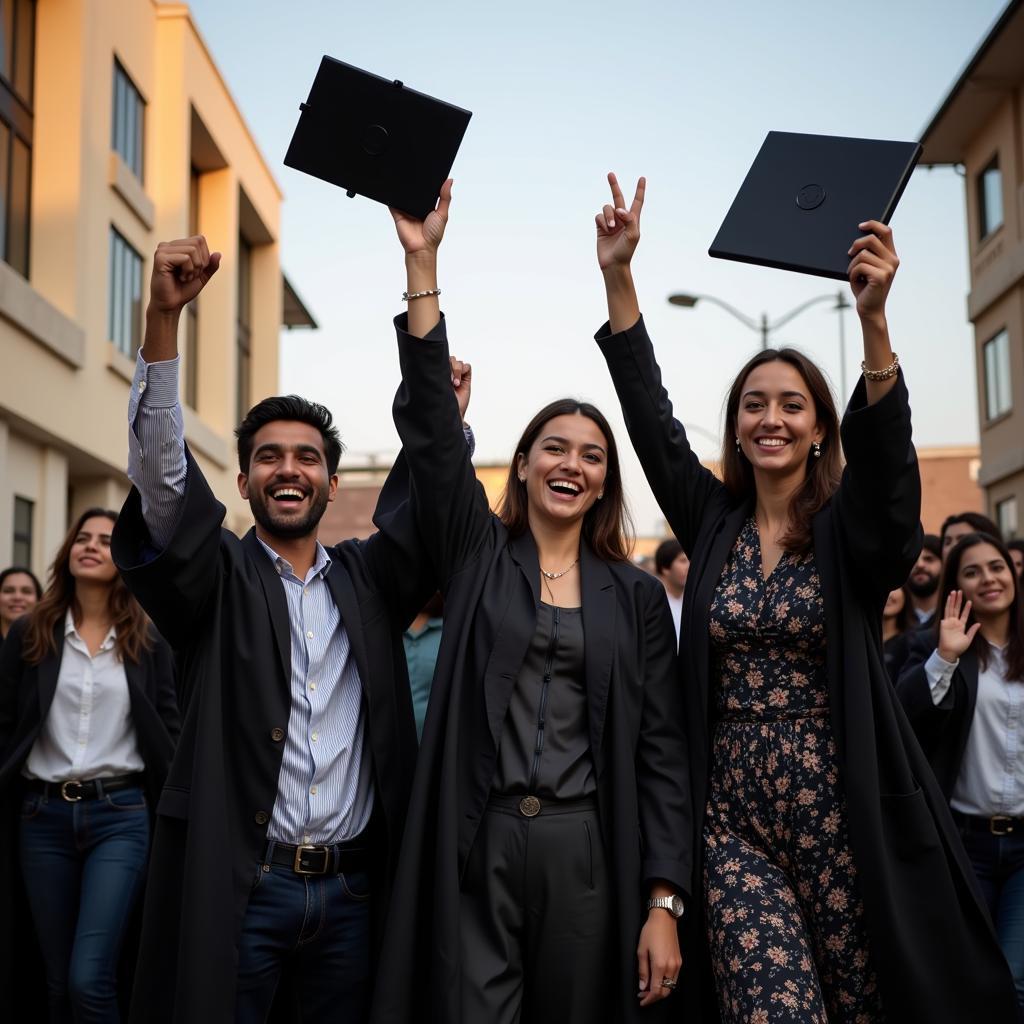 Pakistani psychology graduates celebrating their graduation