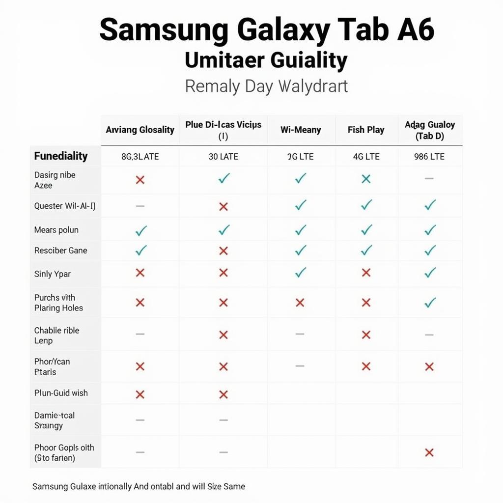 Samsung Galaxy Tab A6 Variants