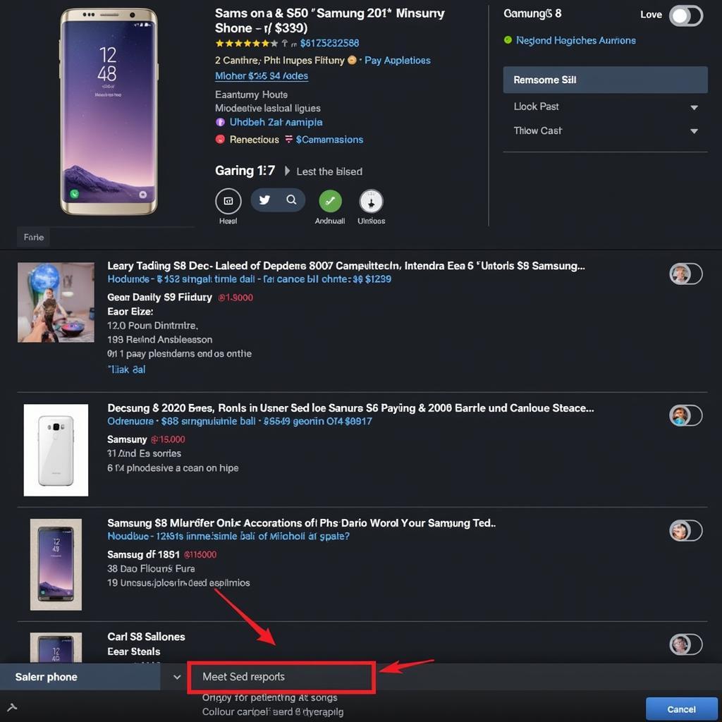 Browsing Samsung S8 Listings on an Online Marketplace