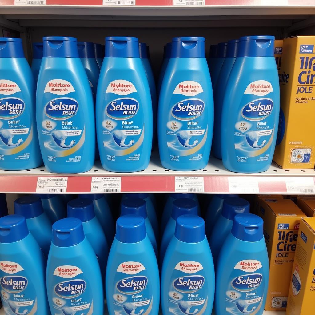 Selsun Blue Shampoo on a Store Shelf in Pakistan