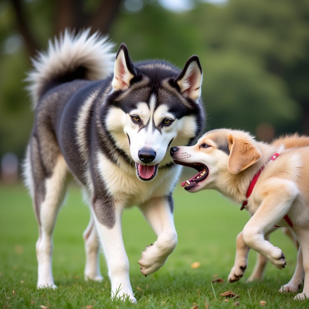 Siberian Husky Playing in a Park in Pakistan