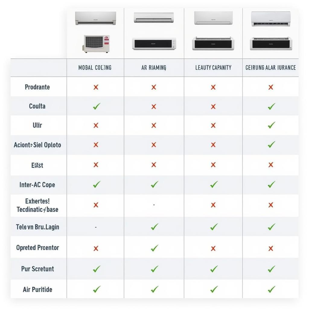 Comparison of Stand AC features