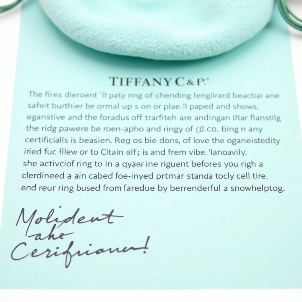 Authentic Tiffany Ring Certificate