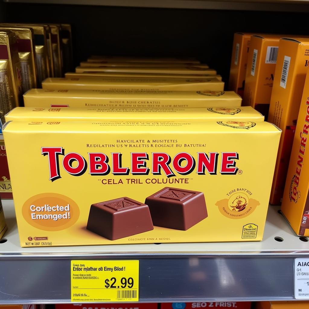 Toblerone 360g chocolate bar on display in a Pakistani store with price tag.