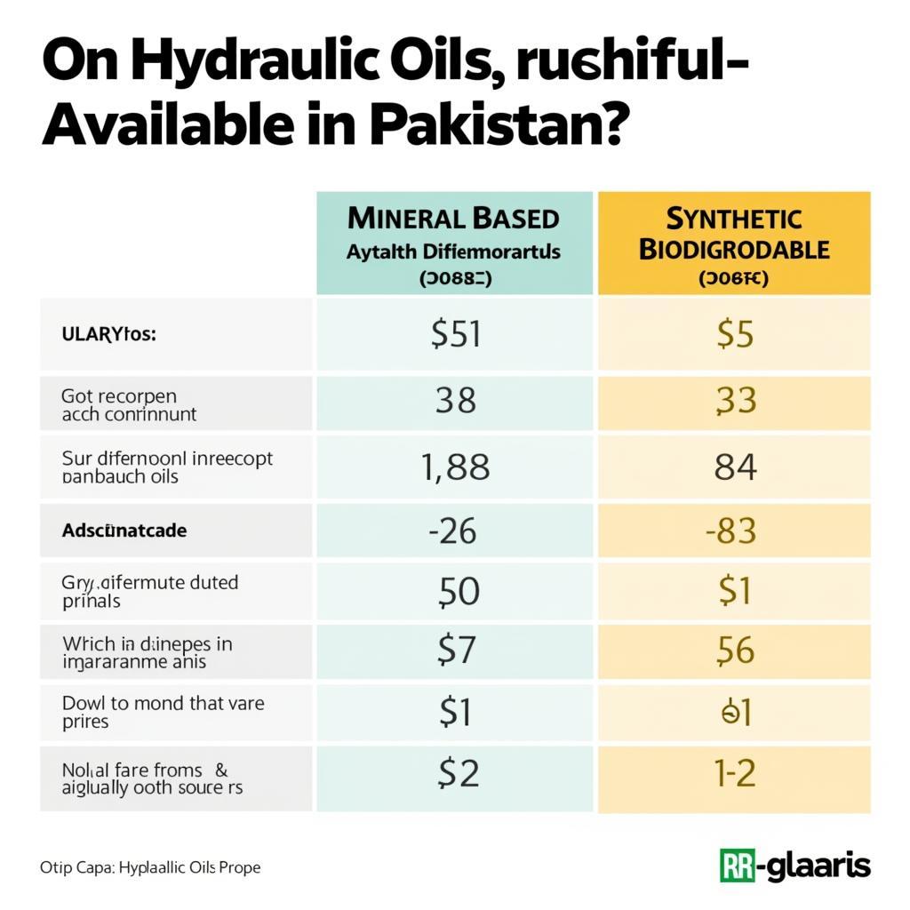 Types of Hydraulic Oil and Price Comparison