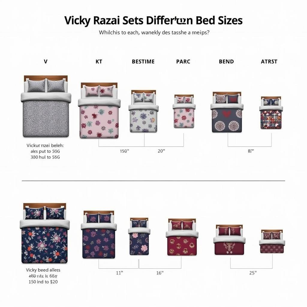 Vicky razai sets come in various sizes, including single, double, king, and super king.