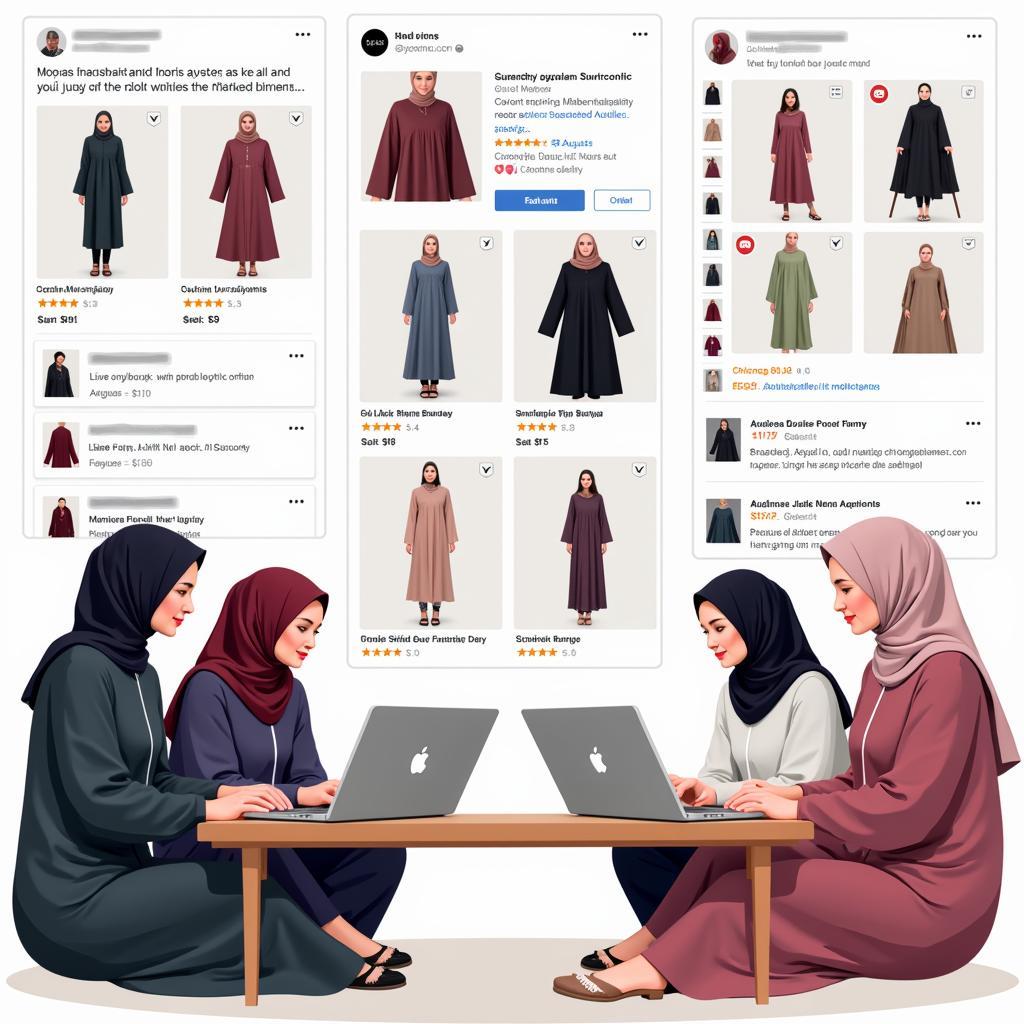 Women shopping for abayas online in Pakistan